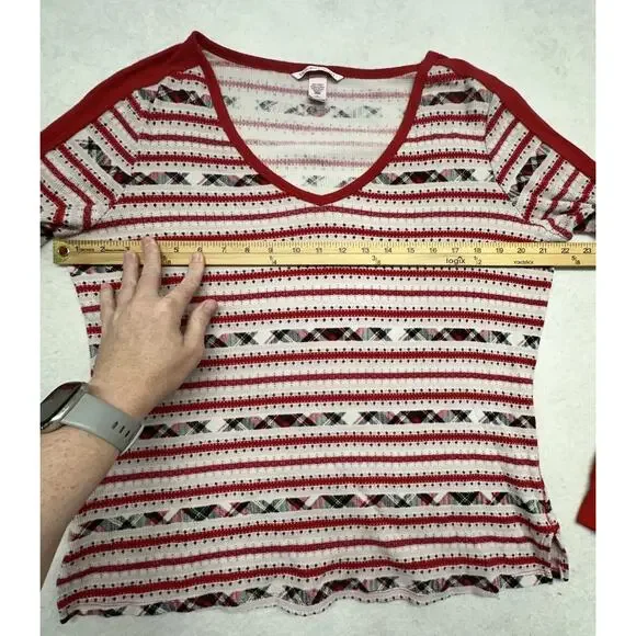 Victorias Secret Womens Medium Fireside Thermal Pajama Set Red Fair Isle - Picture 11 of 12